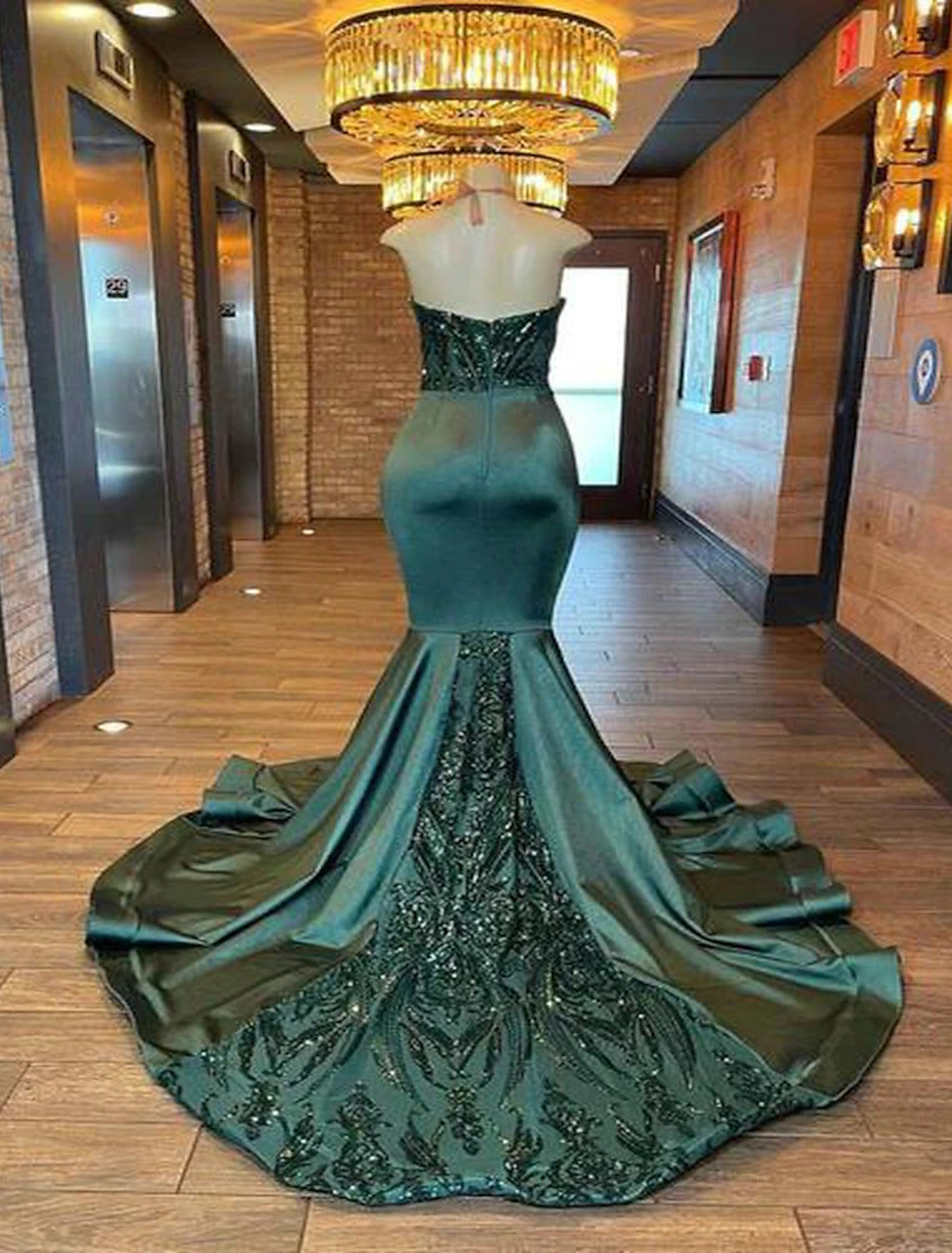 Close-up of glittering fabric on a formal quinceanera dress.