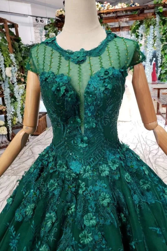 Full length view of the sleeveless formal dress with a flowing skirt.