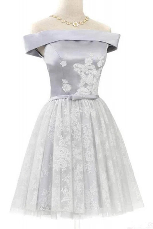 Elegant lace off-shoulder maxi prom dress with a belt.