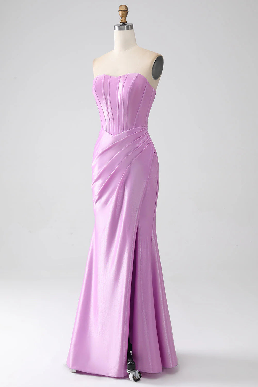 Back view of the purple mermaid corset dress, highlighting the lace-up detail.