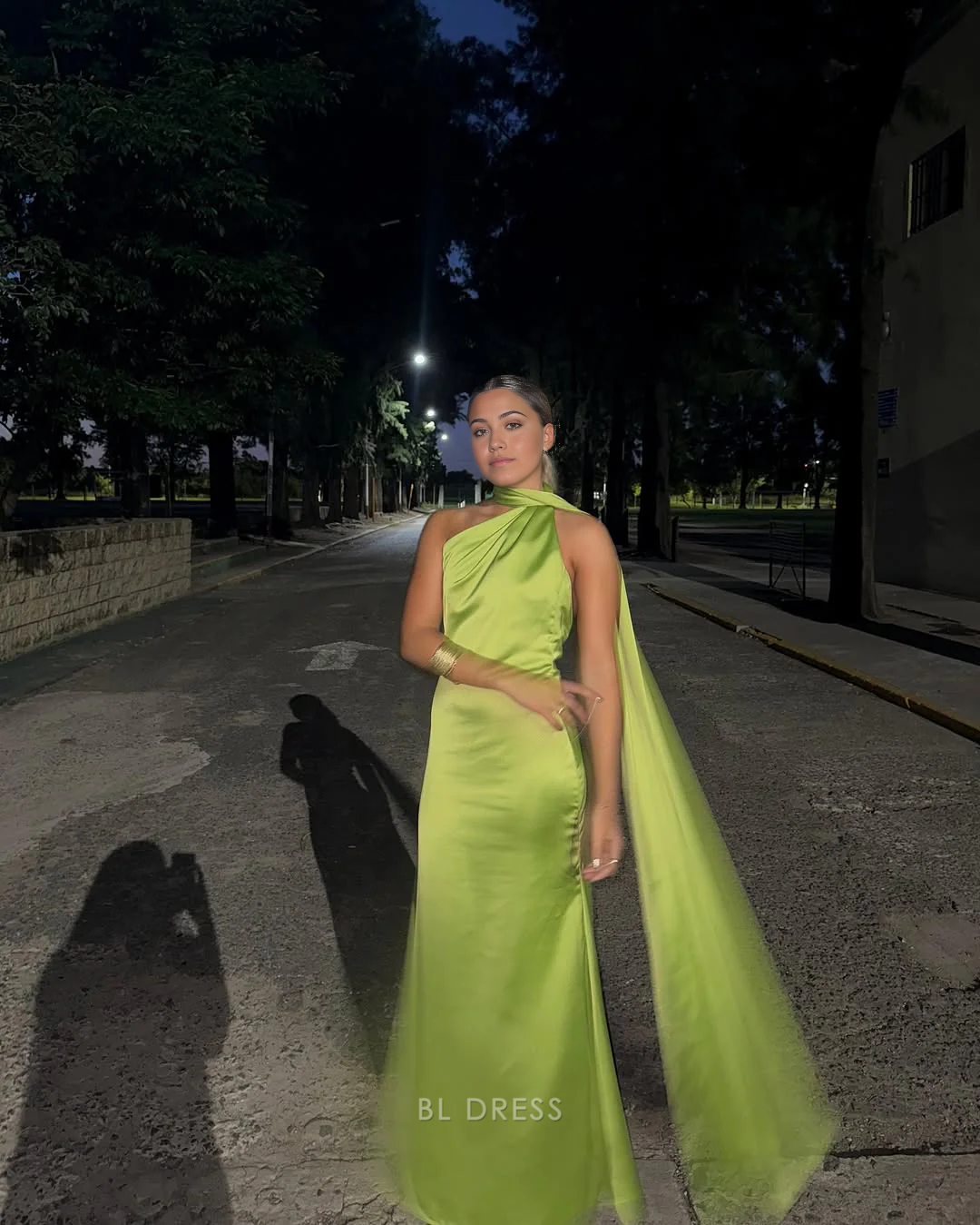 Elegant green mermaid halter formal dress.