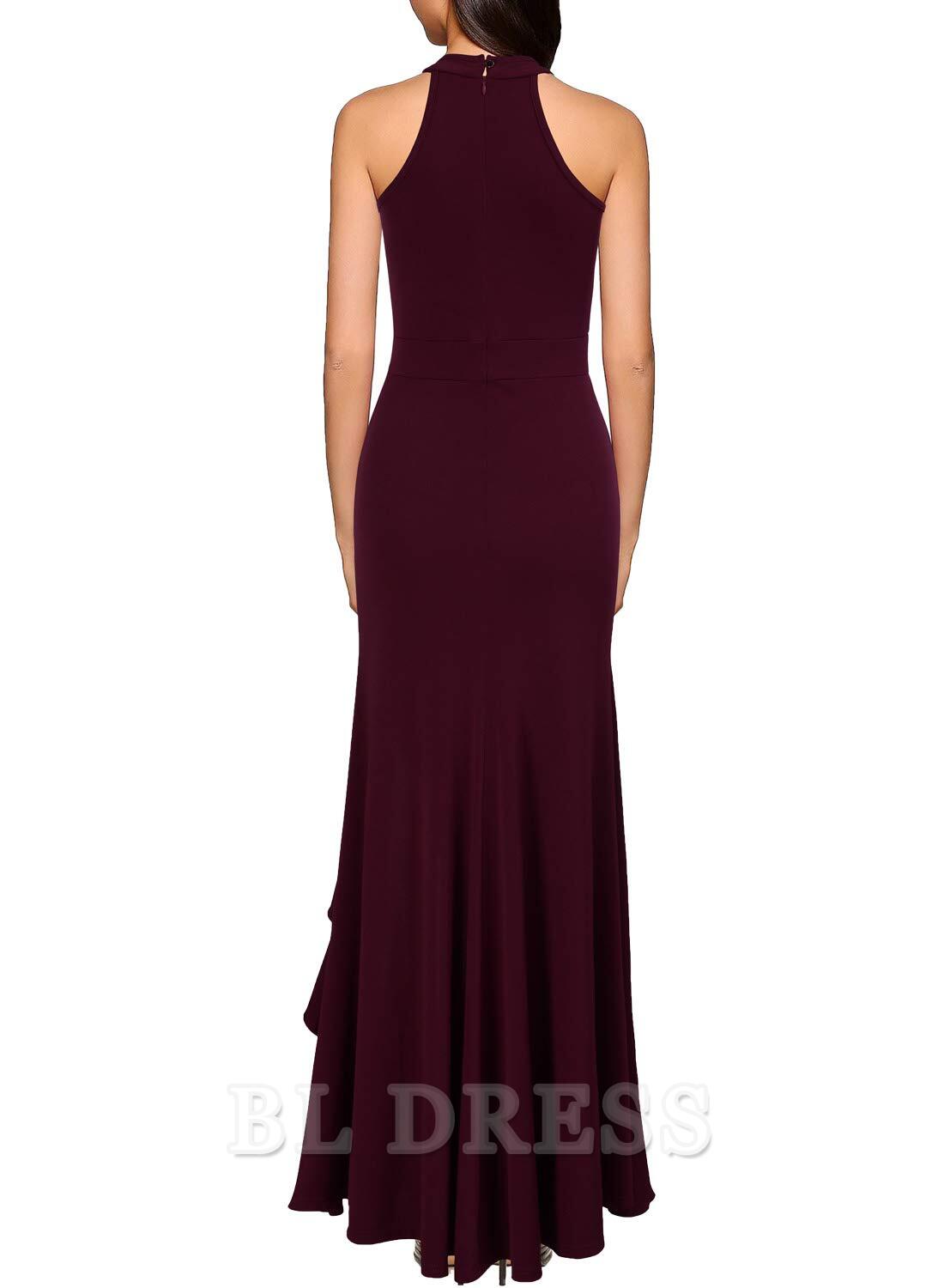 Mermaid High Neck Split Bodycon dress, side view.