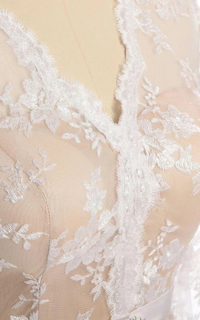 Mermaid lace dress featuring an illusion sweetheart neckline.