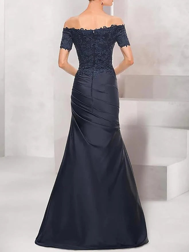 Full length view of the elegant mother of the bride dress.