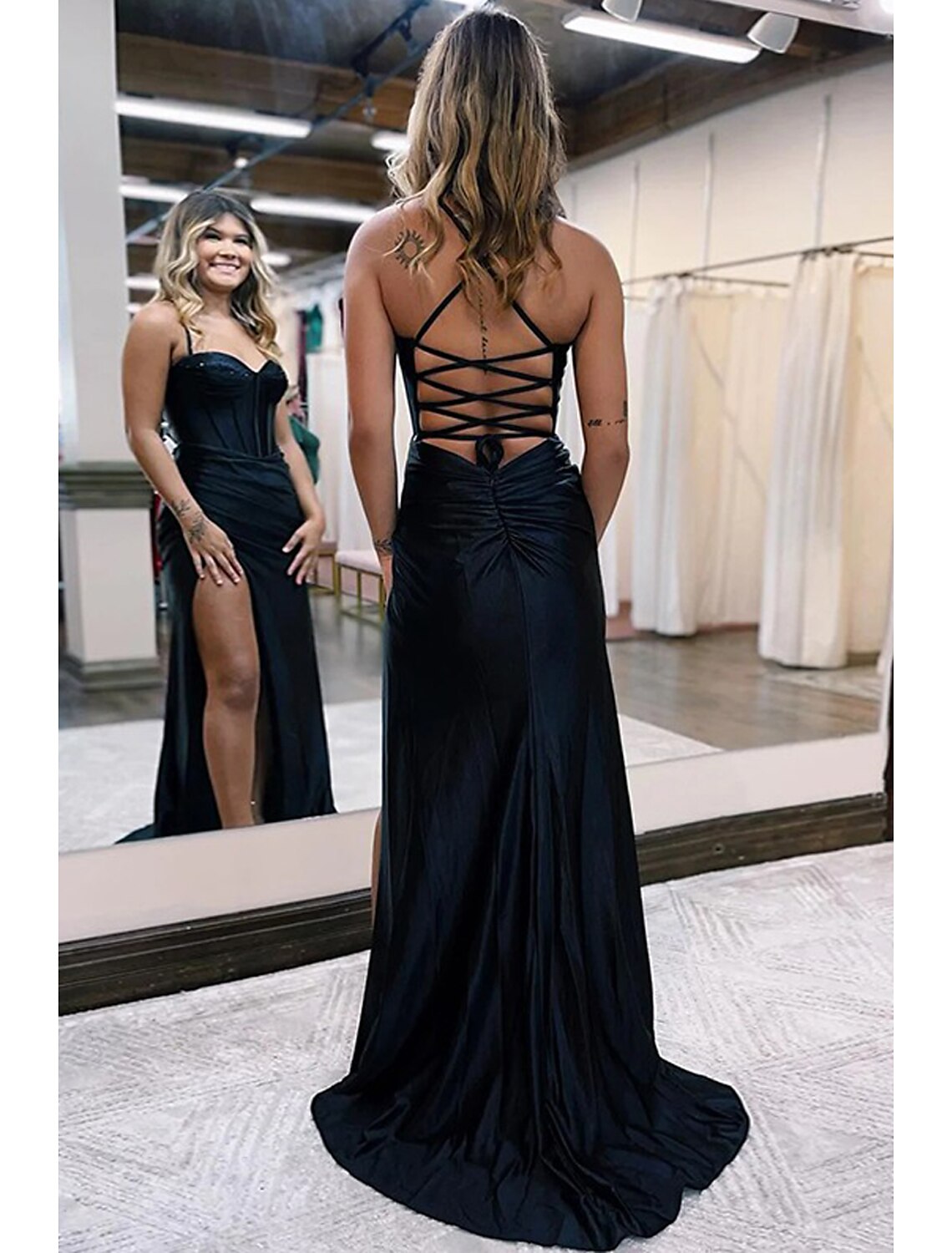 Elegant mermaid trumpet prom dress with sweetheart neckline and court train.