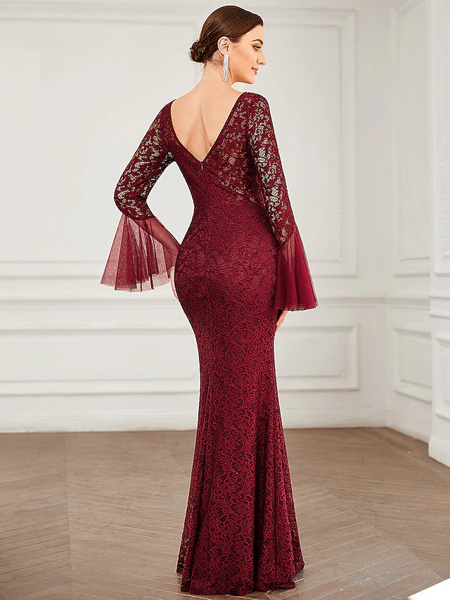 Back view of the sophisticated Mother of the Bride dress.