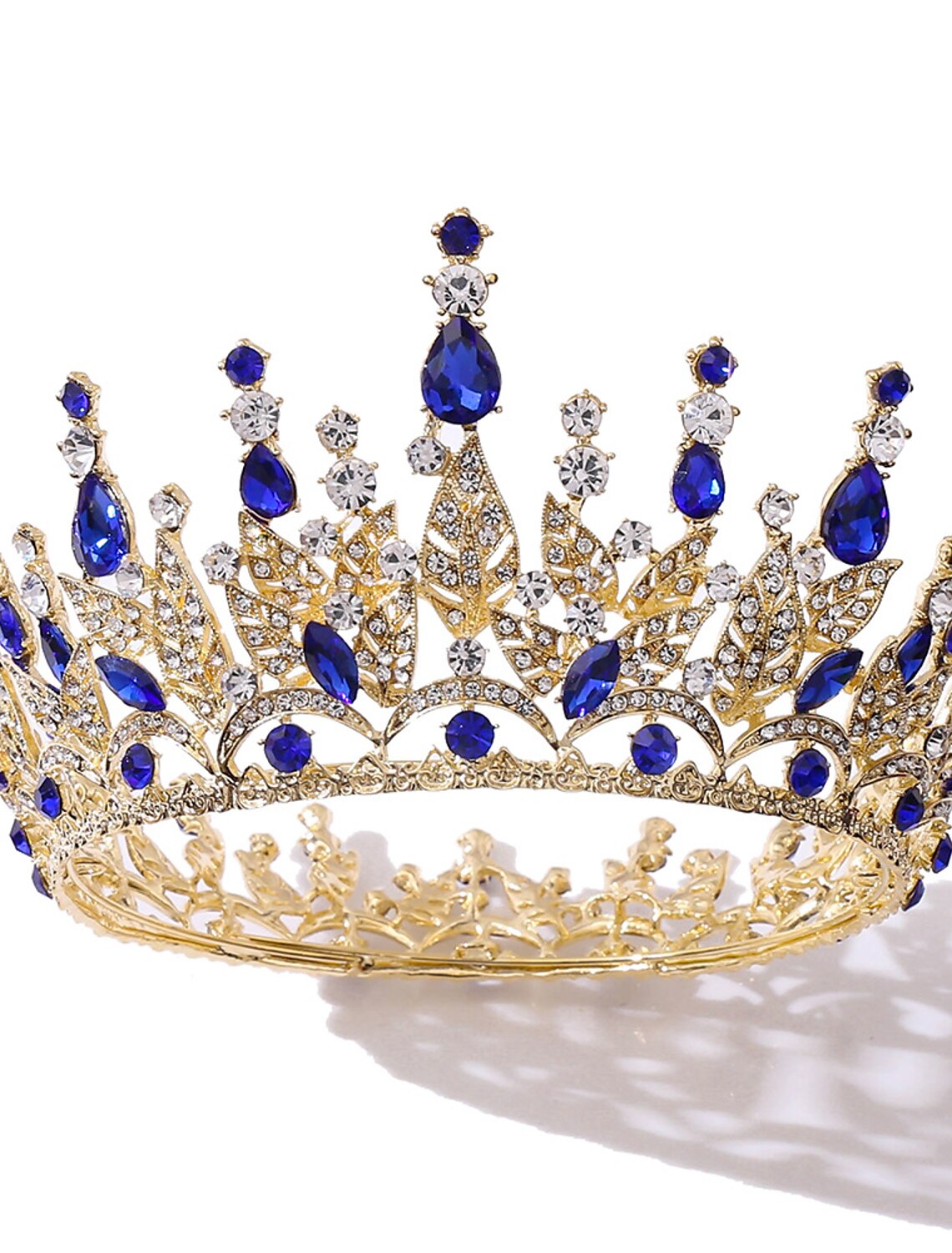 Metal headpiece with clear crystal accents for special occasions.