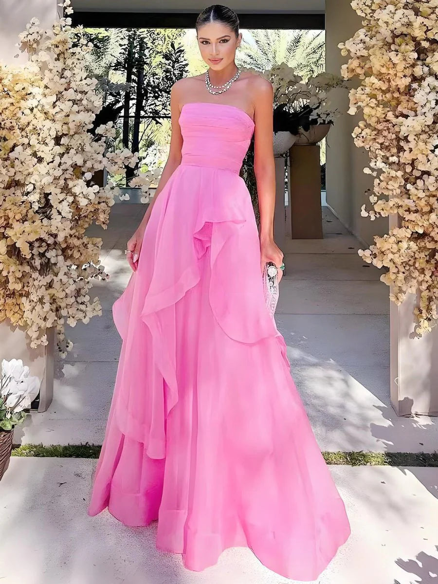 Close-up of the bodice detail on the strapless ball gown.