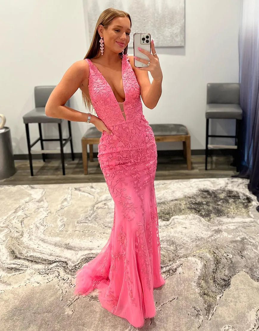 Woman wearing an elegant off-shoulder sequin prom dress.