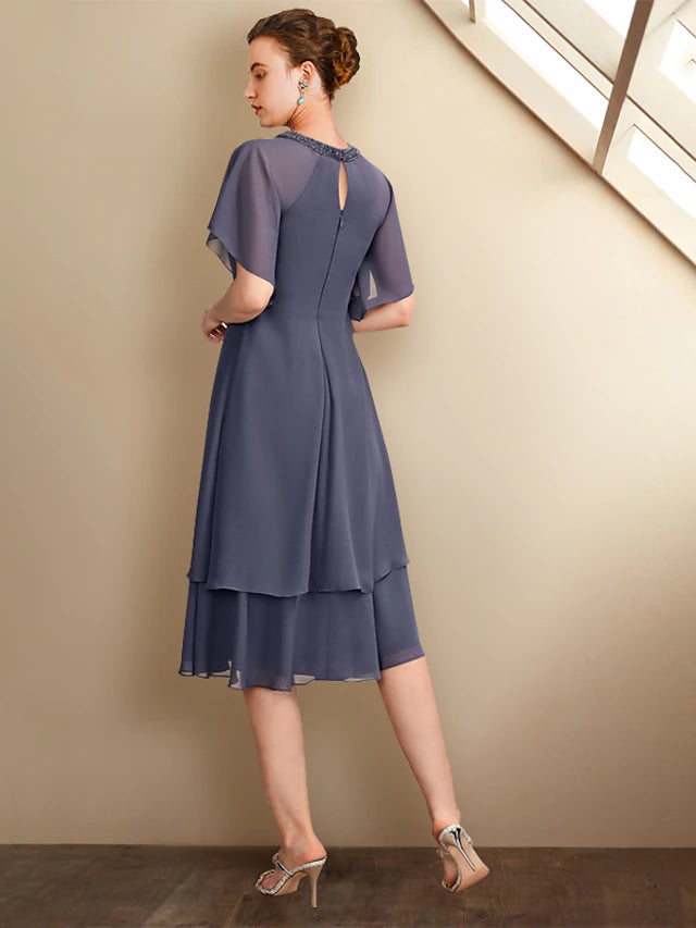 Back view of the formal A-Line dress, showcasing its elegant silhouette.