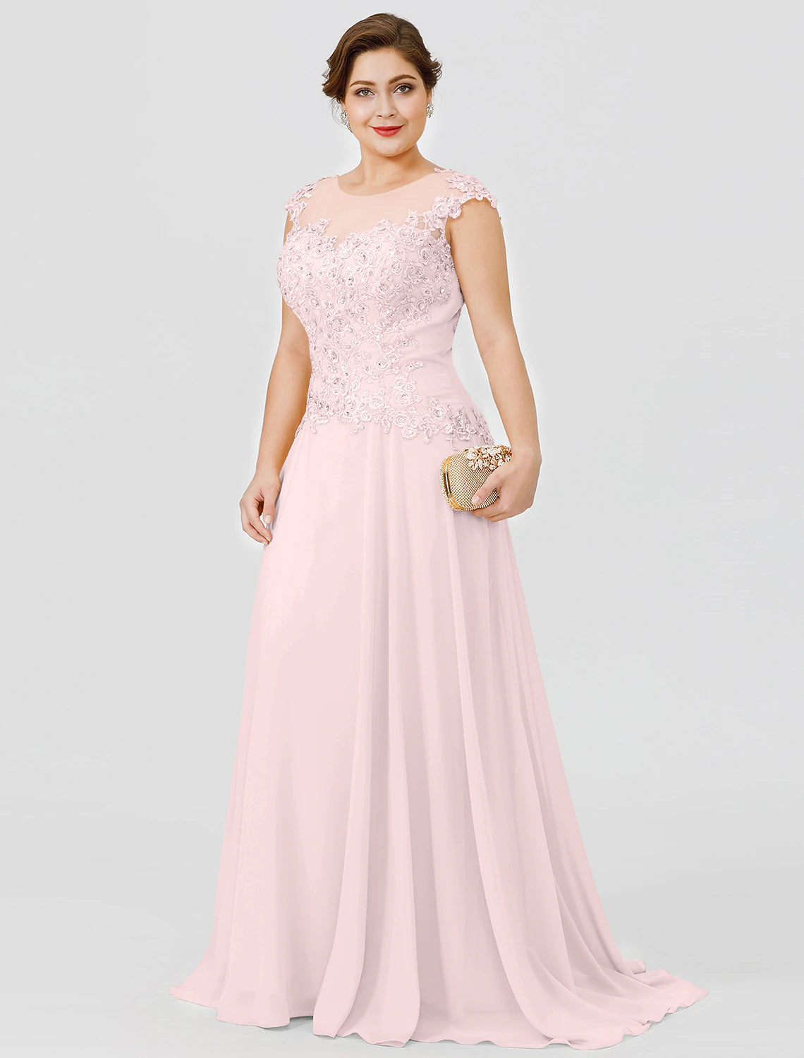 Back view of the A-Line Mother of the Bride dress with pleats.
