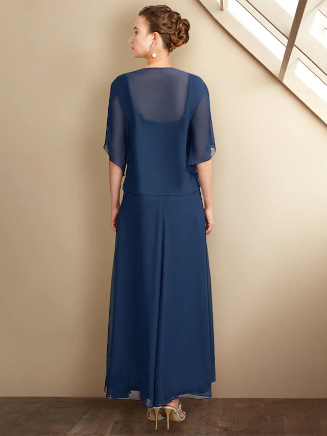 Plus Size A-Line Tea Length Mother of the Bride Gown.