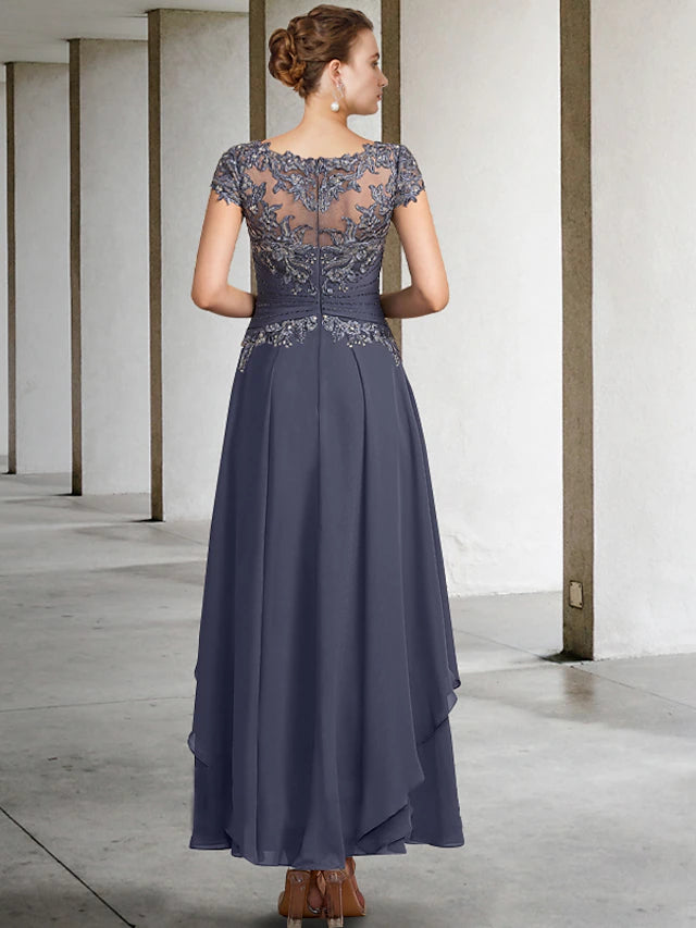 Back view of the elegant Mother of the Bride dress.