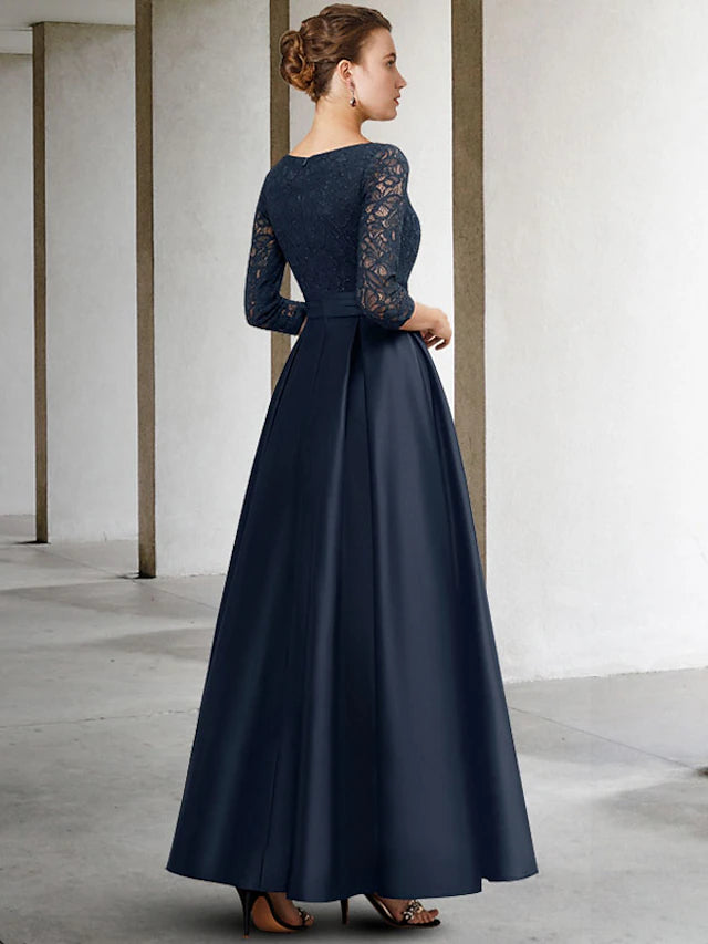 Formal dress showing the A-line silhouette and fabric texture.