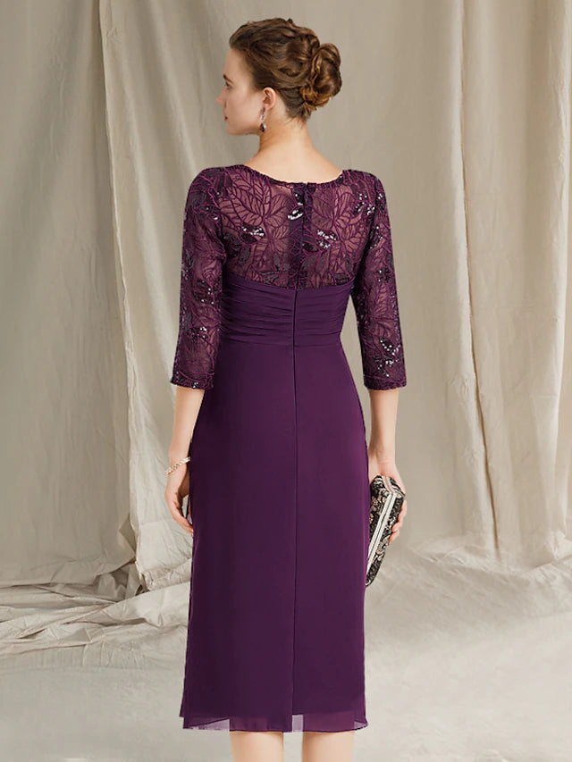 Back view of the stretch chiffon plus size formal dress.