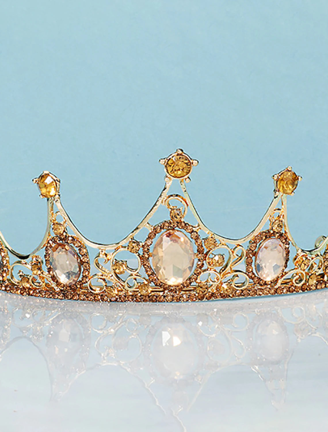 Elegant crystal rhinestone tiara headpiece.