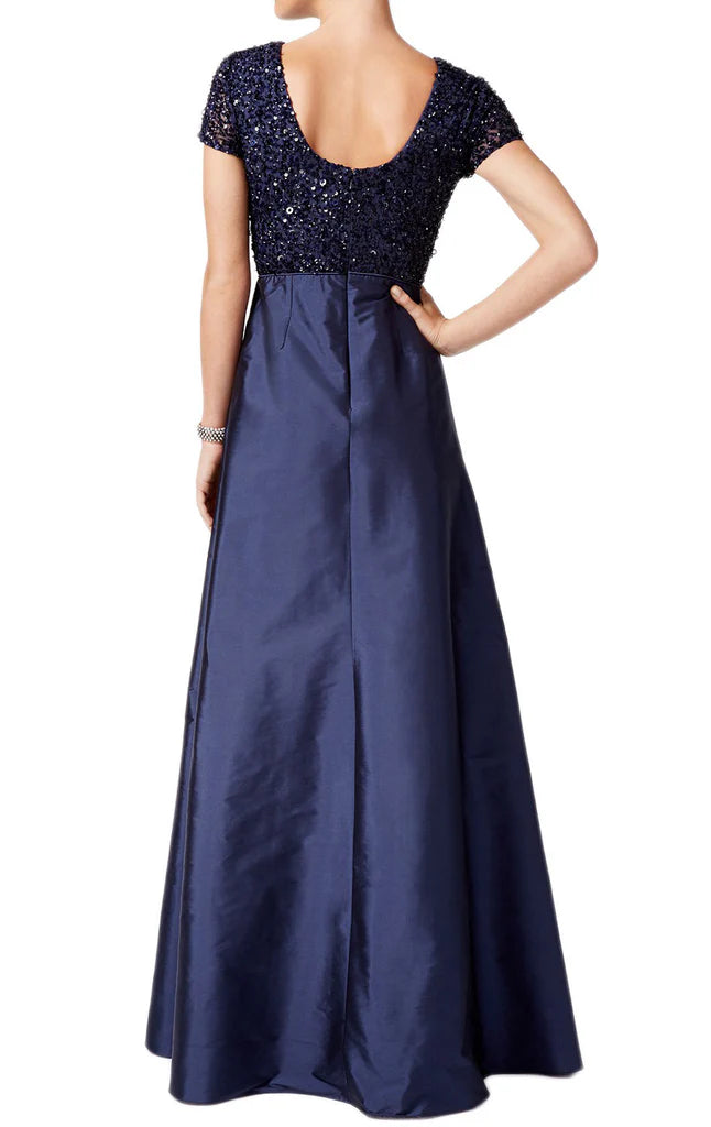 Long sleeveless formal gown for weddings and special occasions.