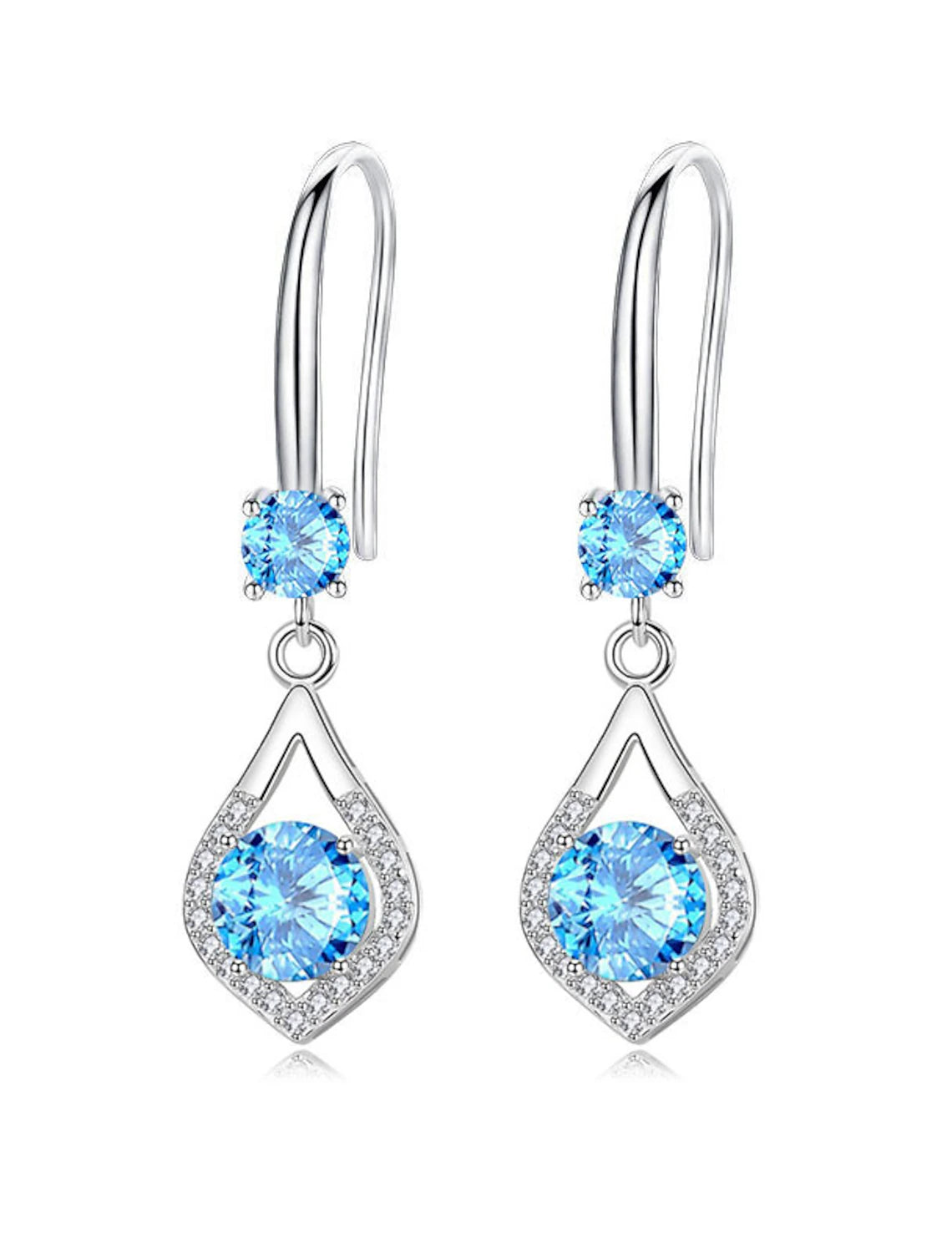 Stylish S925 sterling silver drop earrings on display.