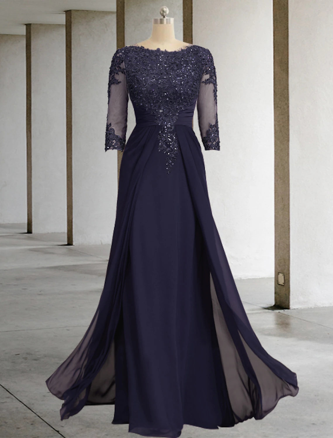 Close-up of the fabric and embellishments of the elegant sequin dress.