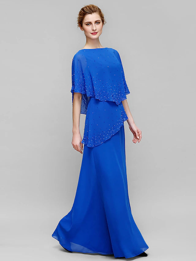 Detail of the flowing chiffon fabric on the formal dress.