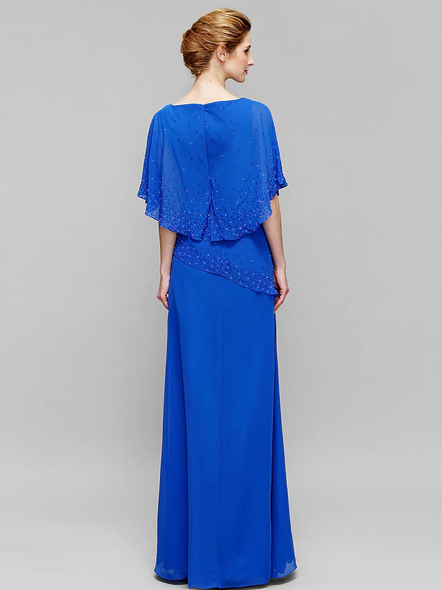 Front view of the sheath Mother of the Bride dress.