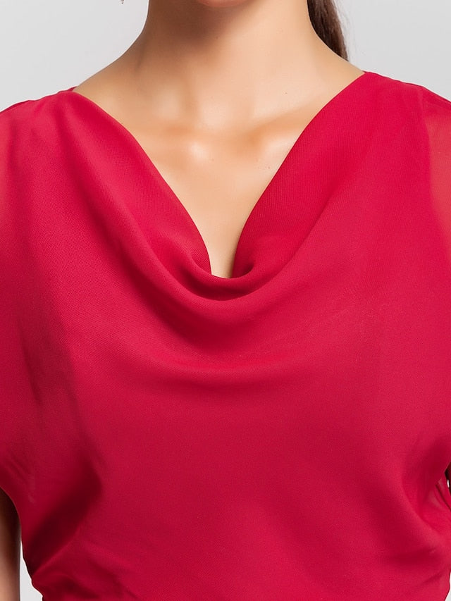 Fabric detail of the luxurious chiffon bridesmaid dress.