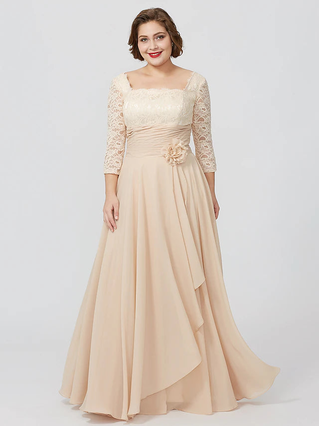 Back view of the floor-length sheath Mother of the Bride gown.
