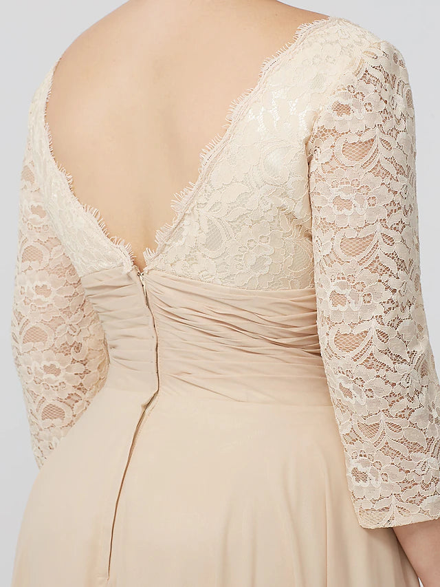 Detail of the metallic lace and chiffon fabric on the Mother of the Bride gown.