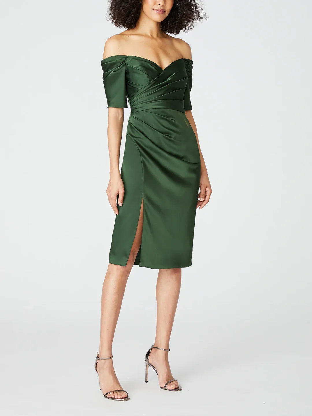 Back view of the elegant strapless Mother of the Bride dress.