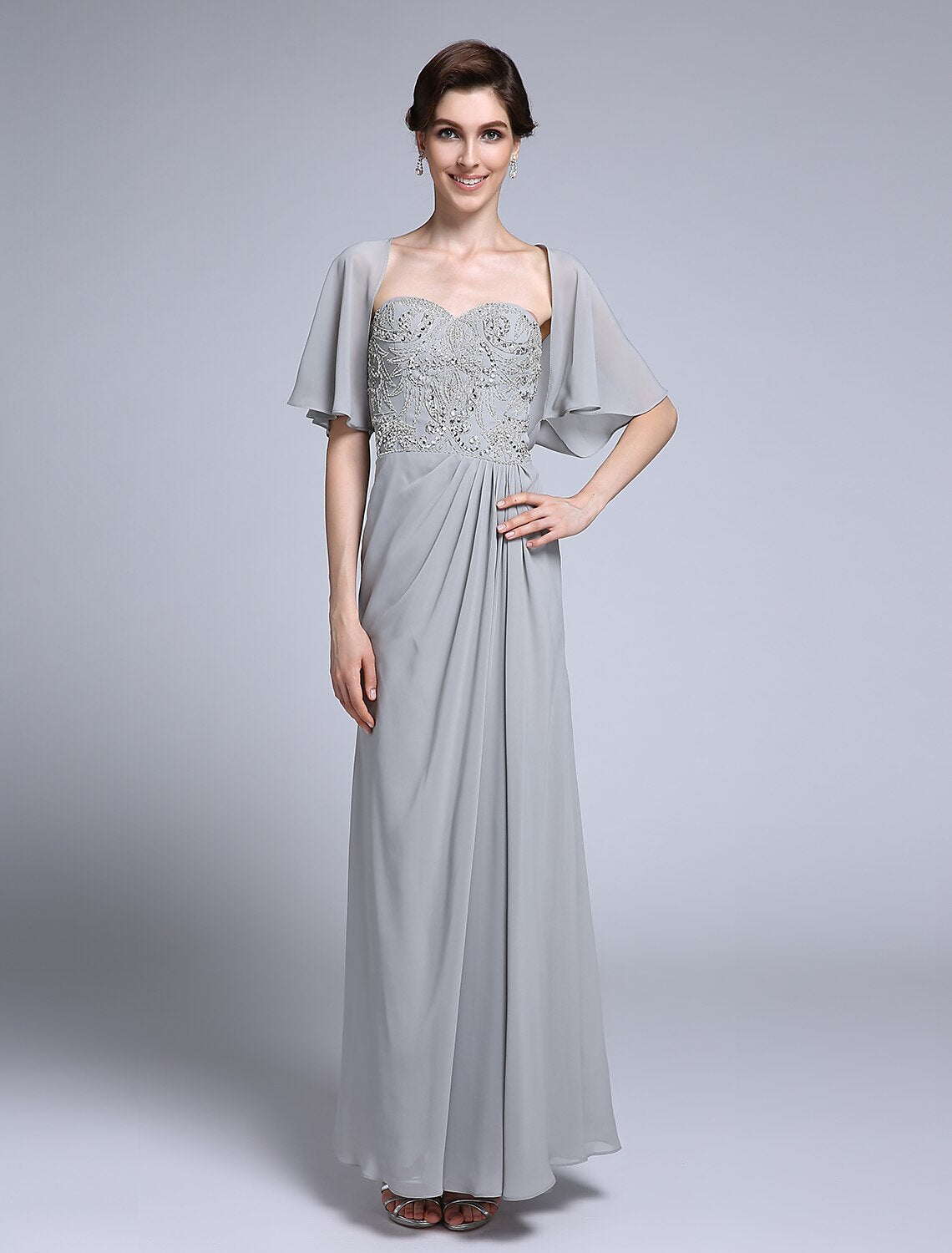 Convertible Sheath dress styled for a formal occasion.