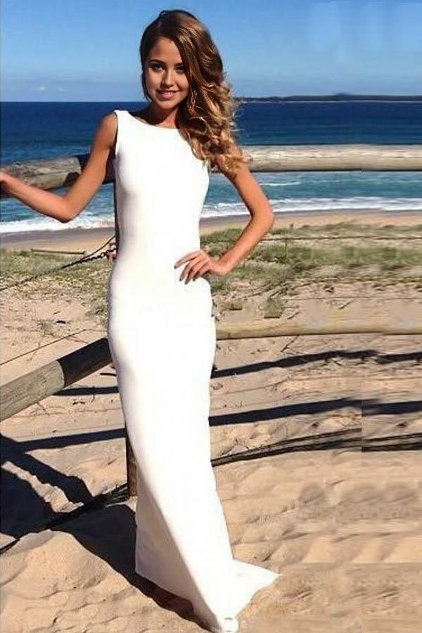 Elegant Sheath V-Neck Backless Chiffon Long Prom Dress.