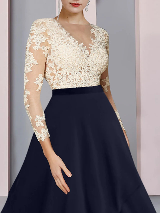 Full length view of the mother of the bride dress, suitable for wedding guests.