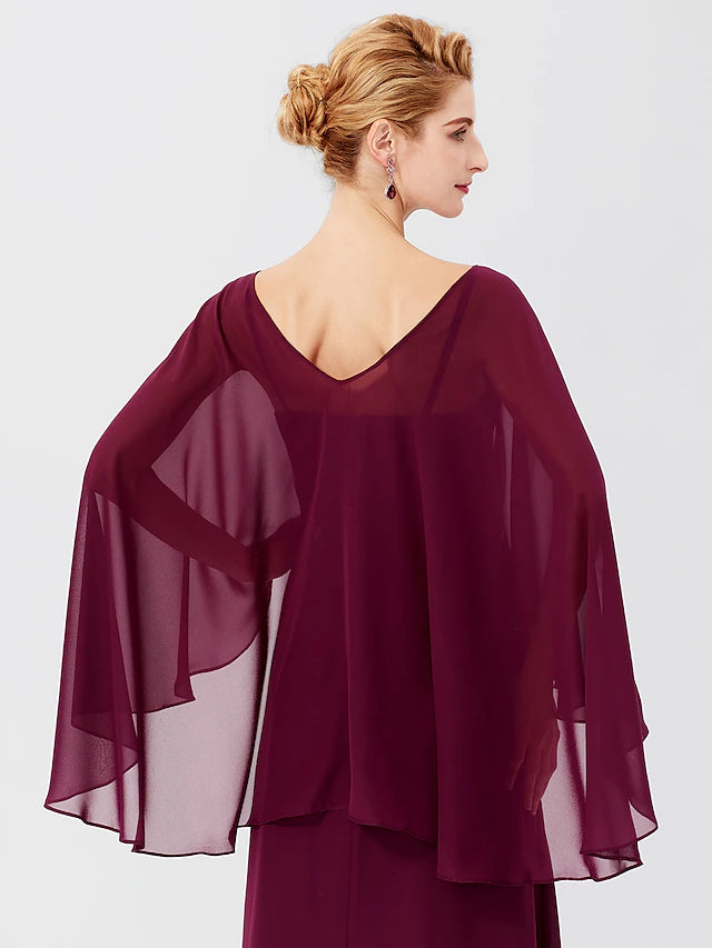 Mother of the bride dress showcasing the flowing chiffon fabric.