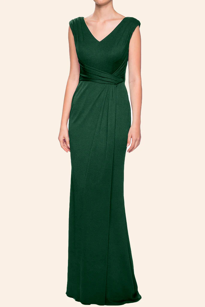 Back view of the ankle-length mother of the bride dress.