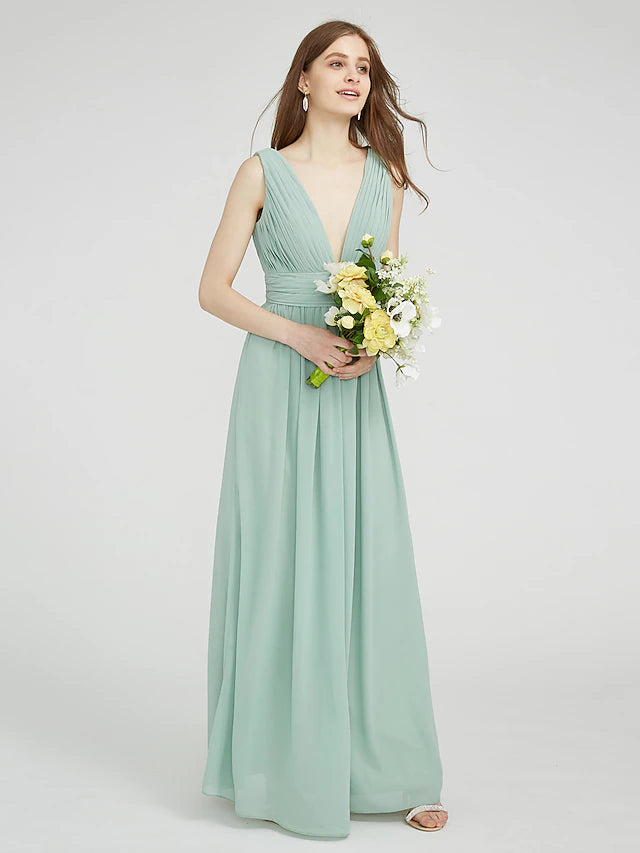 Bridesmaid dress in a soft color, showcasing the fabric.