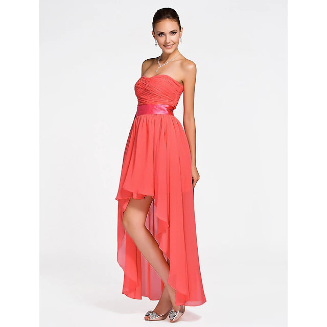 Chiffon ball gown style bridesmaid dress.
