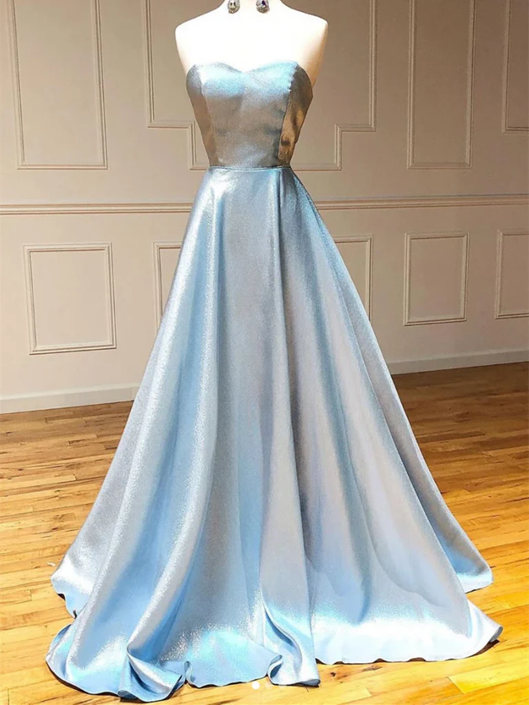 Elegant A-line long prom dress with a sweetheart neckline.