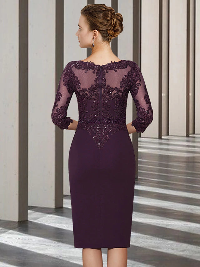 Close-up of the lace and beading details on the dress and jacket.