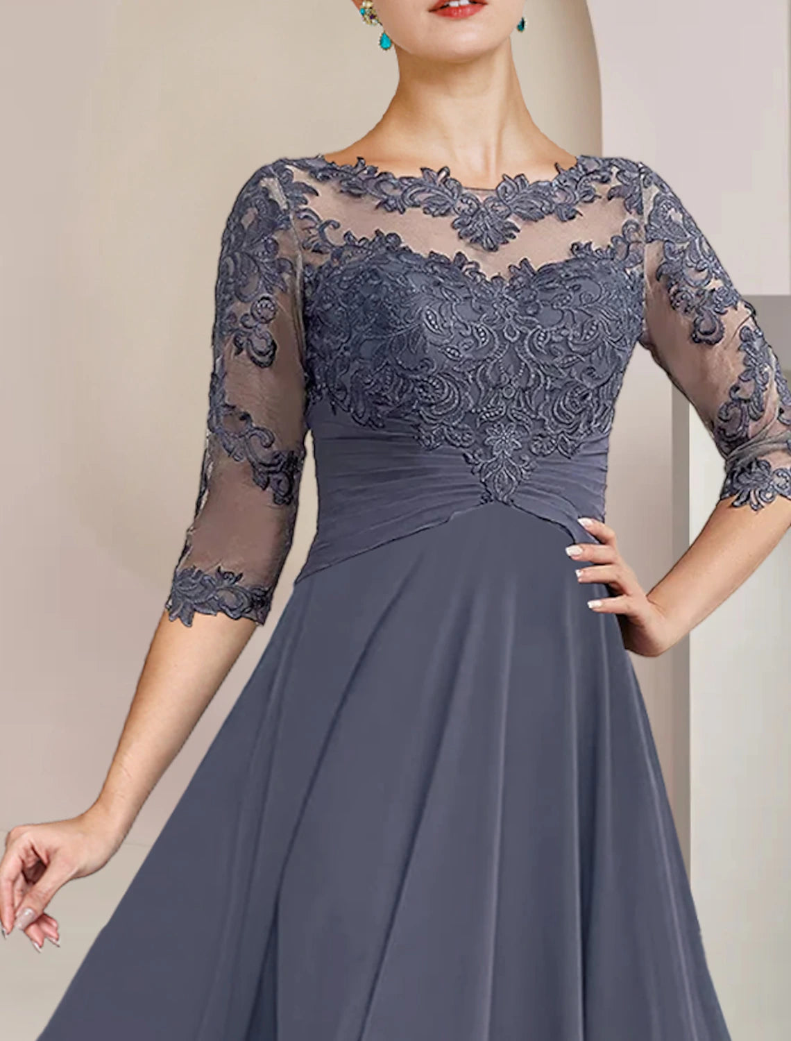 Mother of the bride dress with included wrap, perfect for formal events.