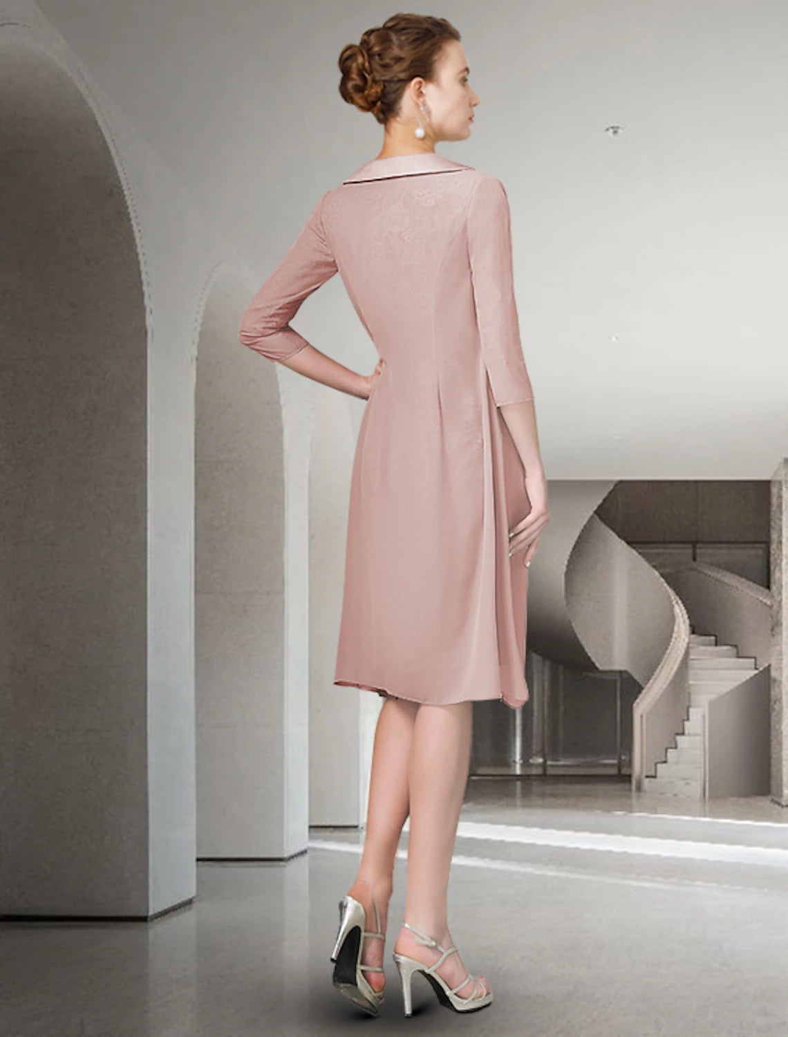 Full length view of the elegant two-piece dress.