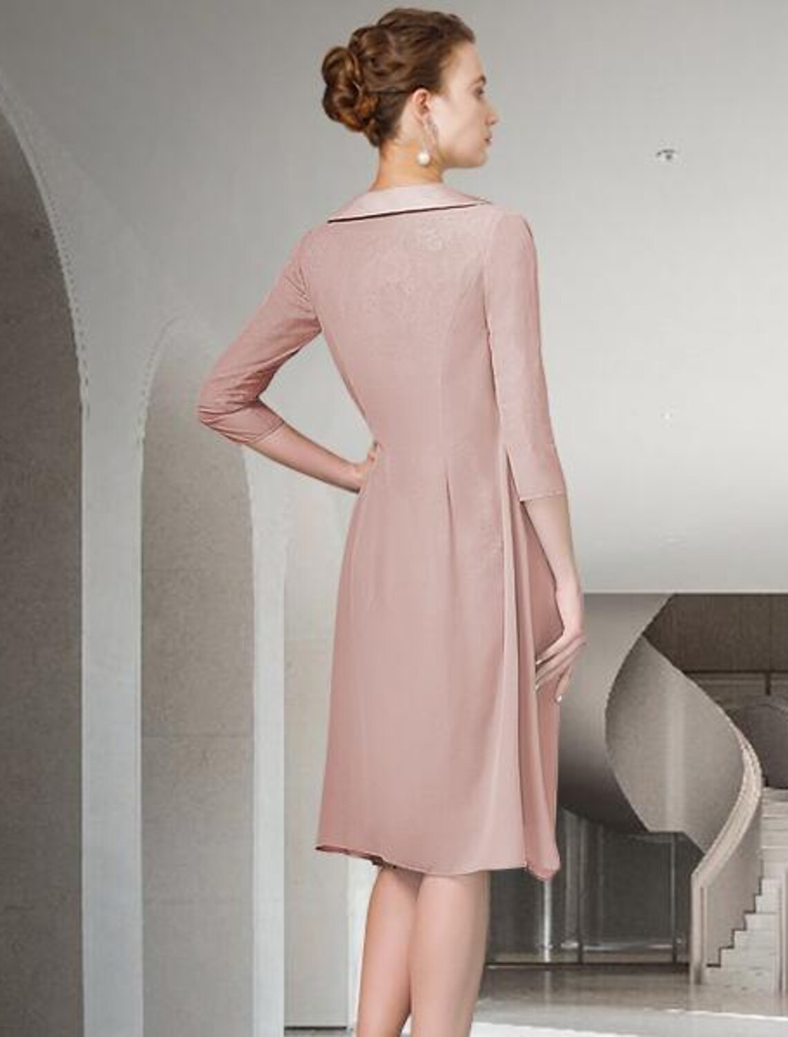 Model showcasing the elegant flow of the chiffon dress.