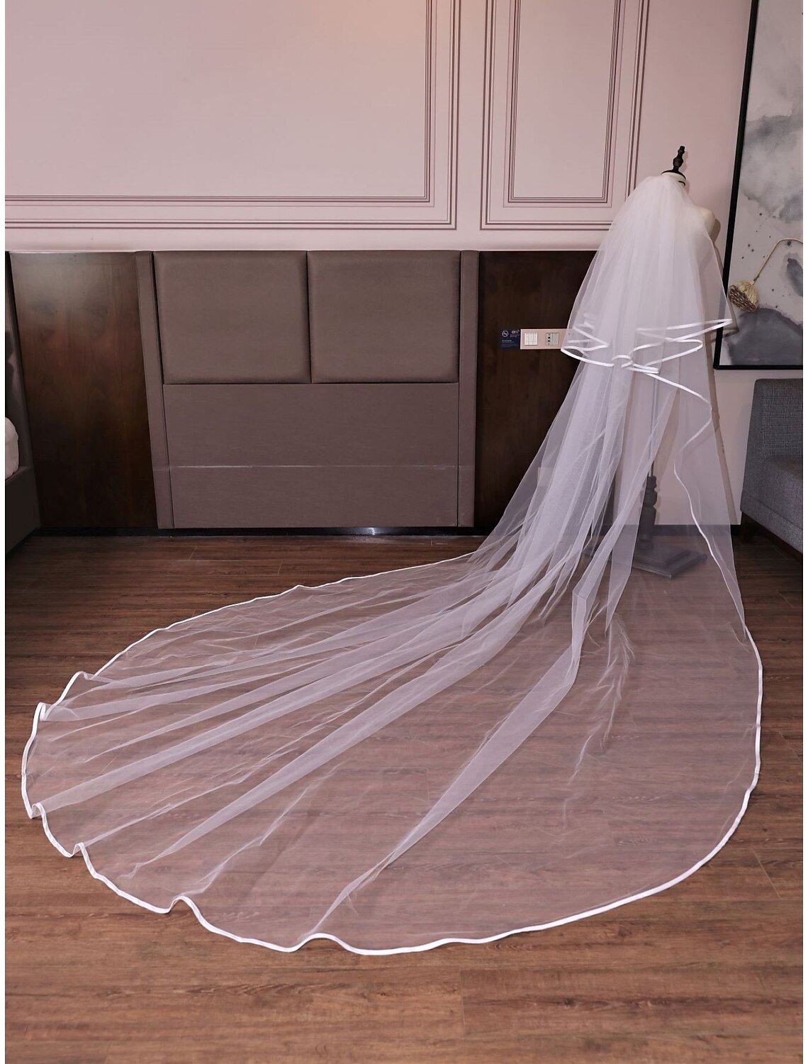 Cathedral length wedding veil, perfect for a grand and memorable bridal entrance.