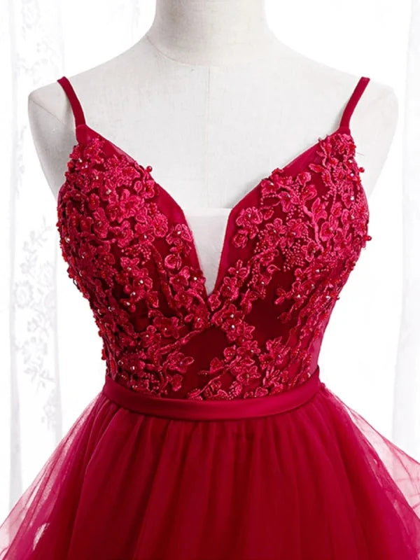 Back view of an elegant V-neck backless lace maxi dress.