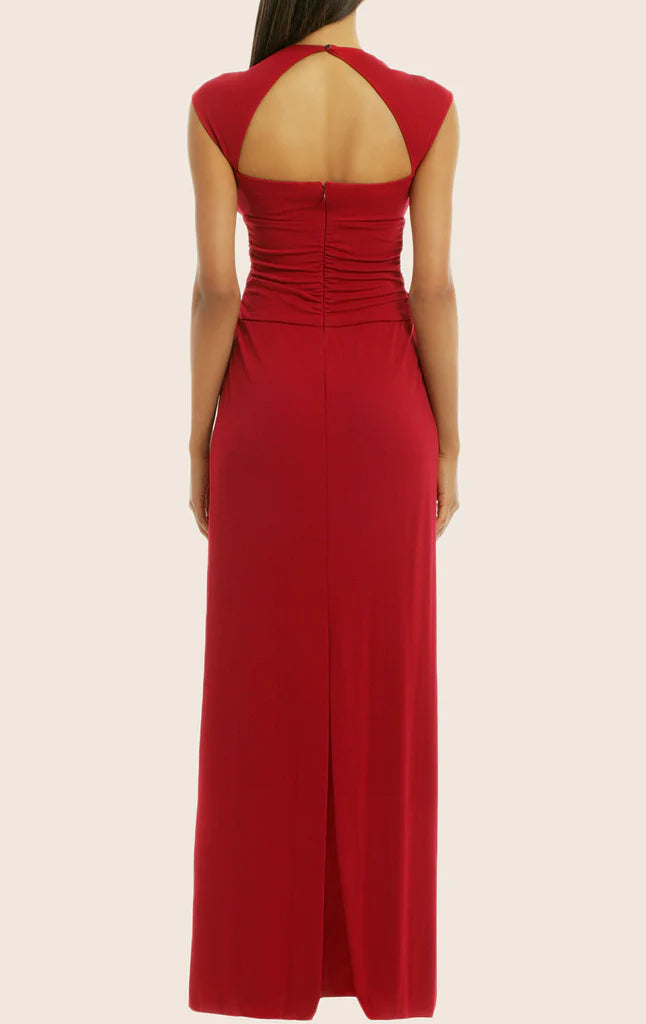 Elegant V-neck sleeveless maxi dress for formal occasions.