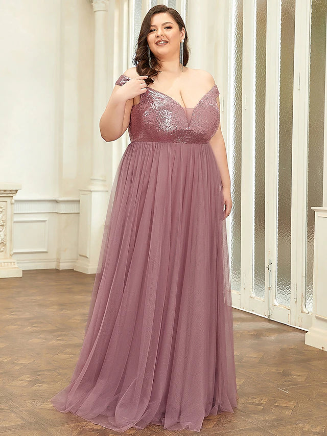 Side profile of the elegant sleeveless bridesmaid gown in a solid color.