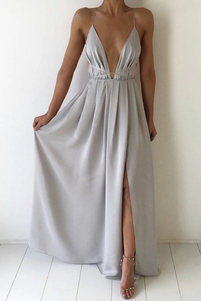Full length view of the elegant maxi dress for formal occasions.