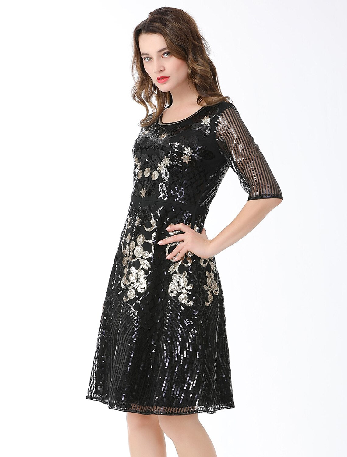 Another angle of the A-line dress, highlighting its flattering silhouette.