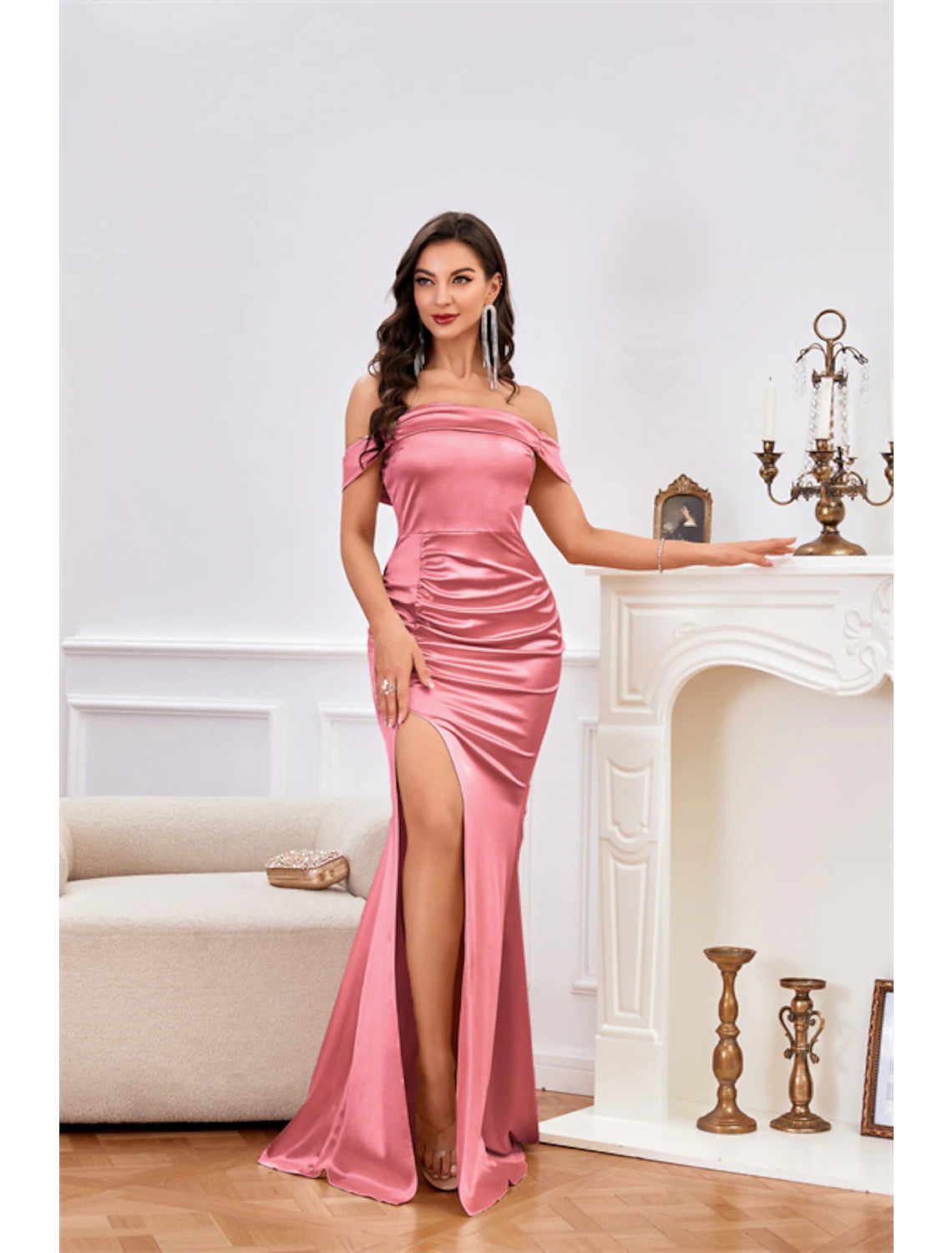 Mermaid trumpet dress showcasing the sweep train and elegant silhouette.