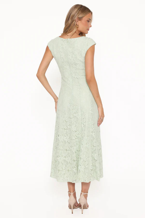 Elegant Cap Sleeve Scoop Neck Floral Lace Fitted Midi Prom Dress For Formal Evening Wedding Guest Bridesmaid Cocktail Party