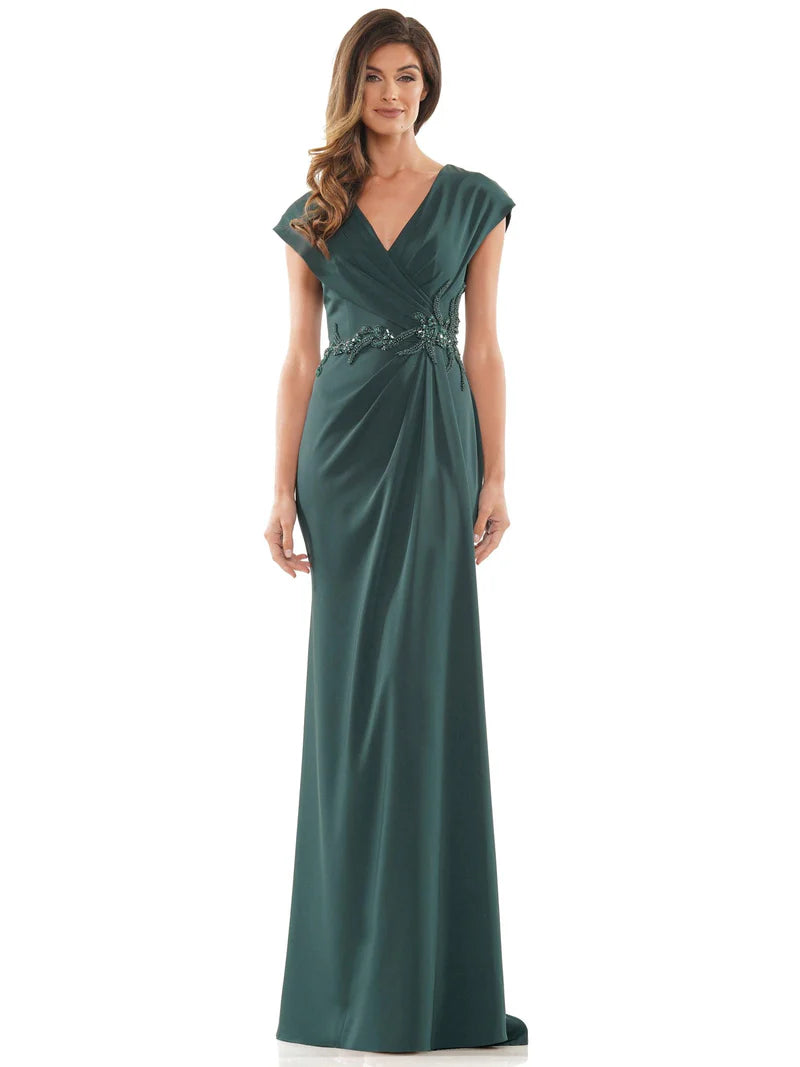Elegant Mermaid V Neck Cap Sleeves Back Zipper Floor Length Formal Evening Prom Dress
